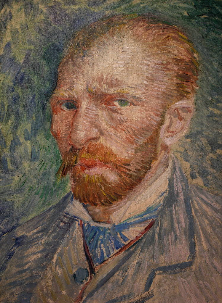 Selbstporträt von Vincent van Gogh mit grauem Filzhut, Öl auf Leinwand, gemalt 1887 in Paris.