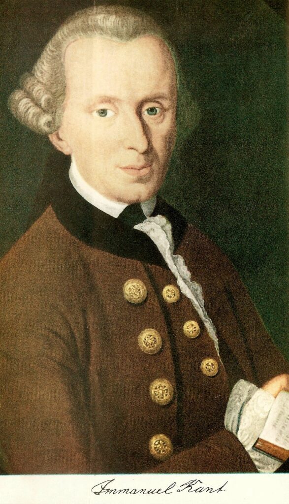 Eine zeitgenössische Porträtzeichnung von Immanuel Kant, die den Philosophen im fortgeschrittenen Alter in seinem Studierzimmer in Königsberg zeigt.