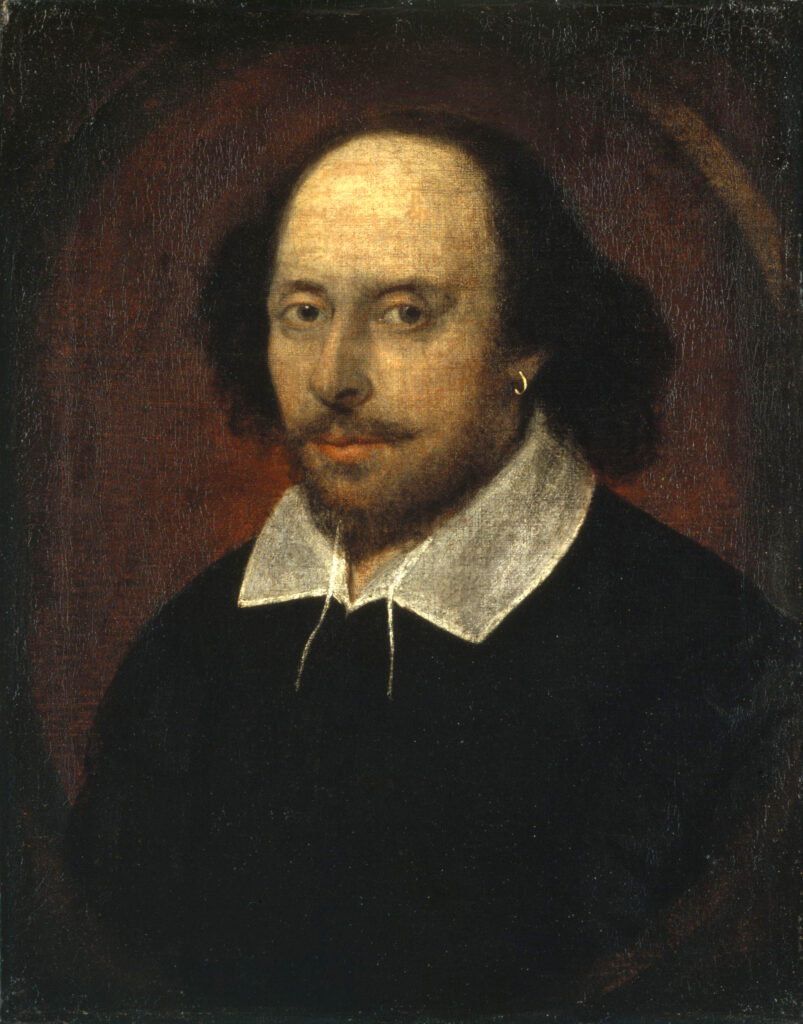 Das sogenannte Chandos-Porträt, eine der wenigen angenommenen Darstellungen William Shakespeares zu Lebzeiten, entstanden um 1600.