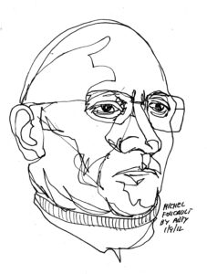 Der französische Philosoph Michel Foucault in den 1970er Jahren, nachdenklich mit Rollkragenpullover in einer undatierten Aufnahme.
