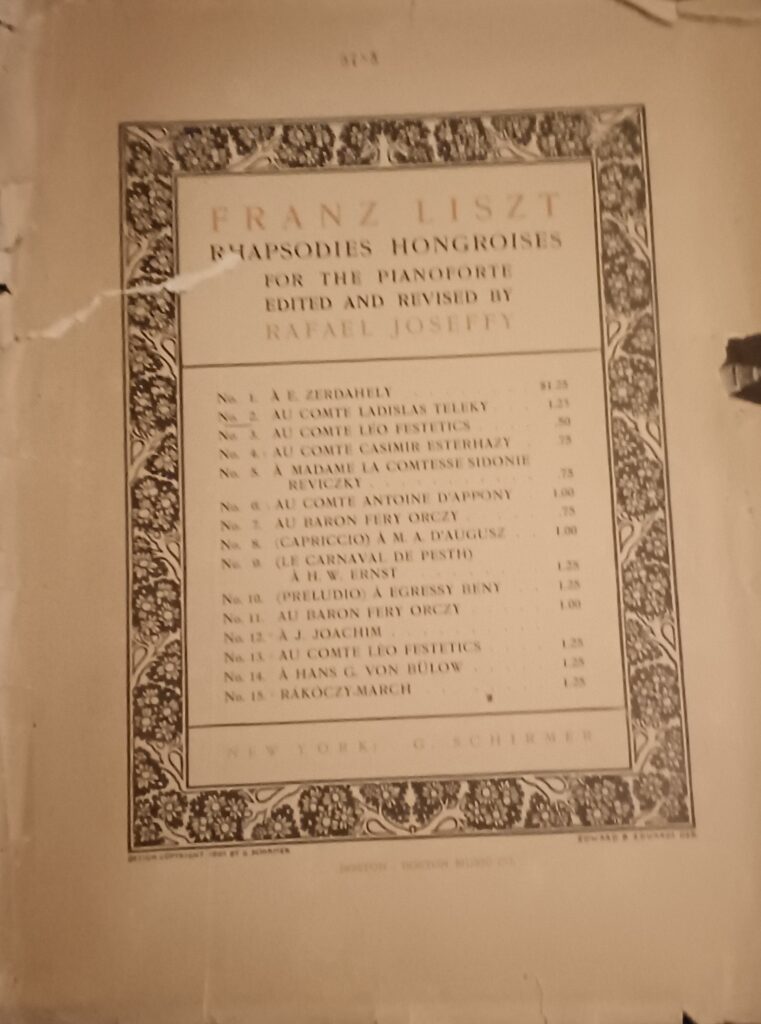 Mit Franz Liszt verbundenes Motiv, aufgenommen 1901