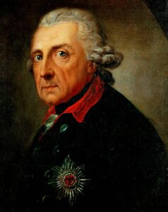 Friedrich der Große in Uniform mit Dreispitz, Gemälde von Anton Graff um 1781, das den preußischen Monarchen im Alter zeigt.