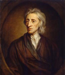 Ein Porträtgemälde von John Locke, um 1697 von Godfrey Kneller gemalt, das den Philosophen in nachdenklicher Pose zeigt.