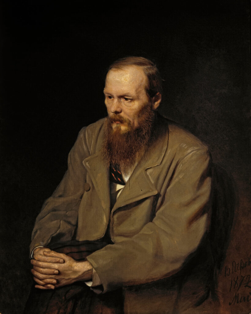 Der russische Schriftsteller Fjodor Dostojewski in einer Porträtaufnahme um 1879, die sein von Krankheit und inneren Kämpfen gezeichnetes Gesicht zeigt.