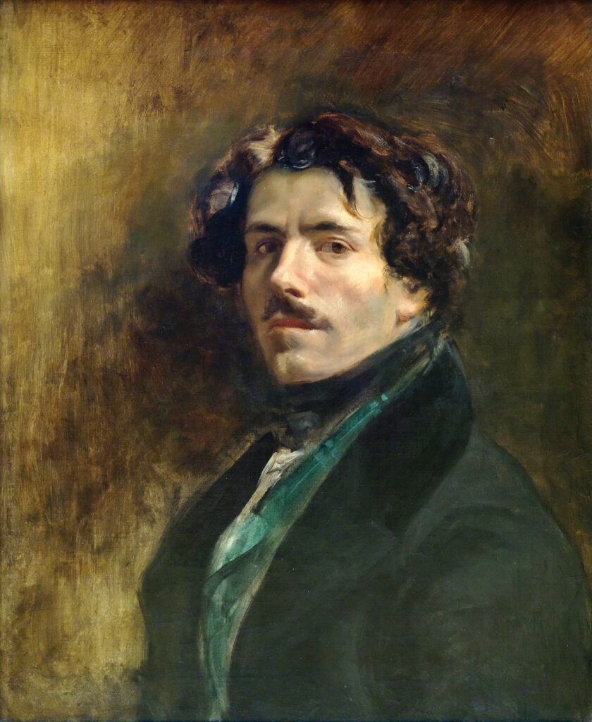 Selbstporträt von Eugène Delacroix aus dem Jahr 1837, das den Künstler mit intensivem Blick im typischen Stil der französischen Romantik zeigt.