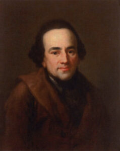 Der Philosoph Moses Mendelssohn in einer zeitgenössischen Porträtmalerei, die ihn als Gelehrten der Aufklärung darstellt, um 1770.
